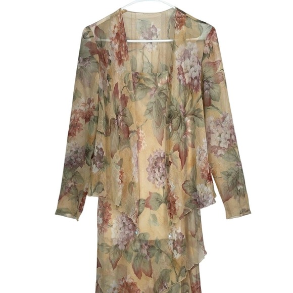 Ursula of Switzerland Dresses & Skirts - Vintage Sheer Floral 2 Piece Set Dress Cardigan Cottagecore Y2K Fairy size 10